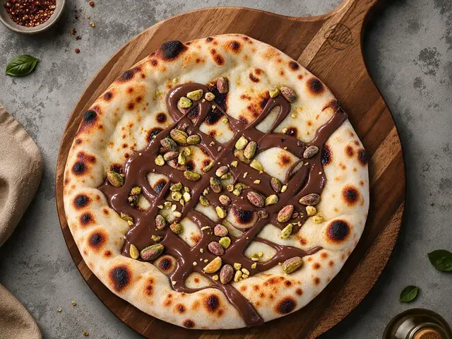 Pizza Nutella : Nutella, pistaches ou amandes effilées